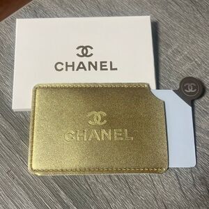 New Chanel Metallic Gold Mirror Card Holder GWP in Box